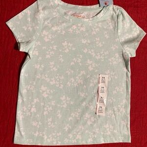 Cat & Jack Light Green Floral Short Sleeve Tee
